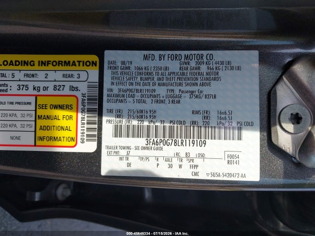 صورة 9 لـ 2020 FORD FUSION S