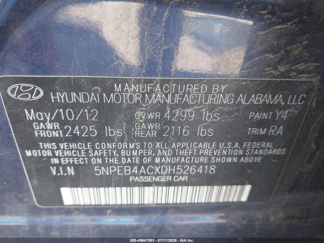 2013 Hyundai SONATA GLS 照片 9
