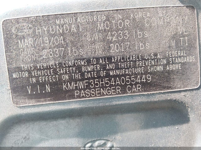 2004 Hyundai SONATA GLS/LX 照片 9