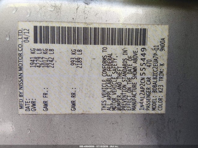 صورة 9 لـ 2012 Nissan ALTIMA 2.5 S