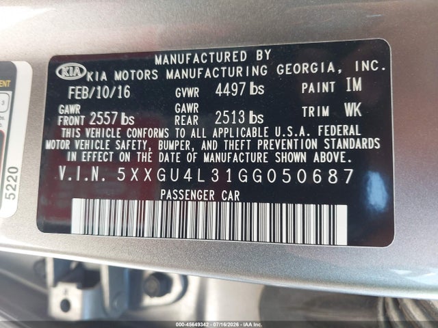2016 KIA OPTIMA EX 照片 9