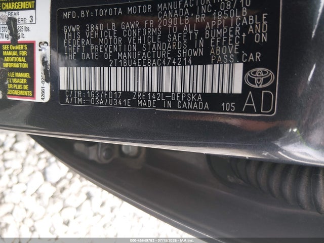 2010 Toyota COROLLA S 照片 9