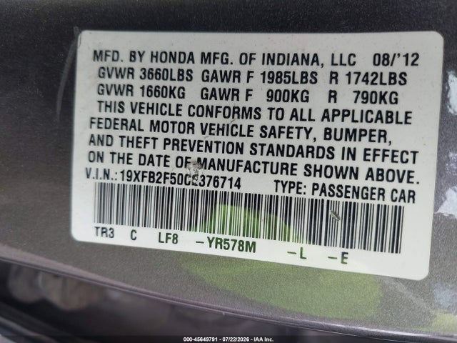 صورة 9 لـ 2012 Honda CIVIC LX