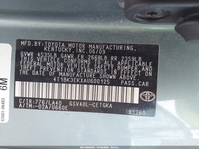 2010 Toyota CAMRY XLE V6 照片 9