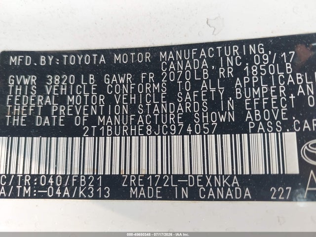 2018 Toyota COROLLA LE 照片 9