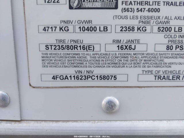 2023 FEATHERLITE UNKNOWN 9