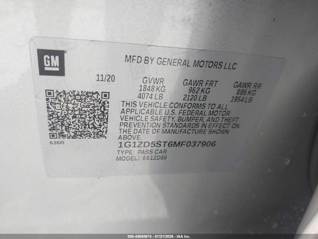 2021 CHEVROLET MALIBU FWD LT 9