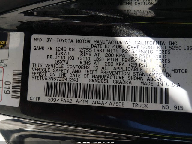 2007 Toyota TACOMA PRERUNNER V6 photo 9