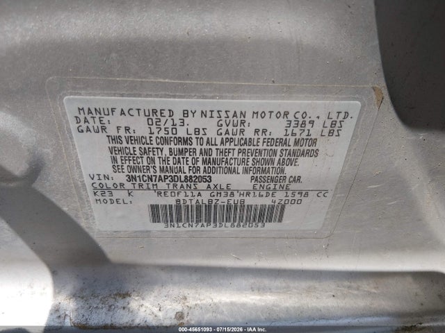 2013 Nissan VERSA 1.6 SV — миниатюра 9