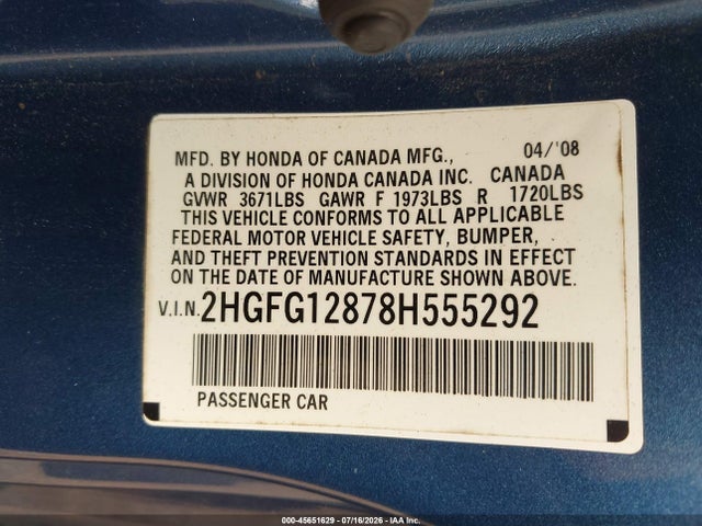 2008 Honda CIVIC EX 照片 9