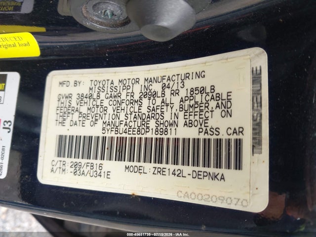 2013 Toyota COROLLA LE — фото 9
