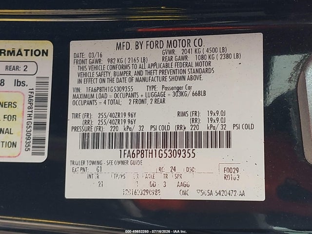 2016 FORD MUSTANG ECOBOOST 照片 9