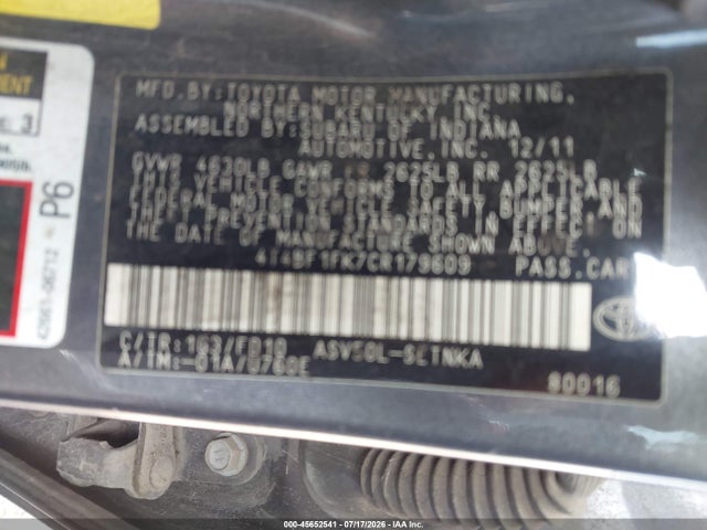 2012 Toyota CAMRY LE photo 9
