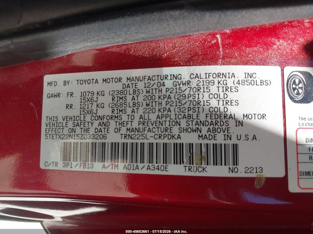 2005 Toyota TACOMA photo 9