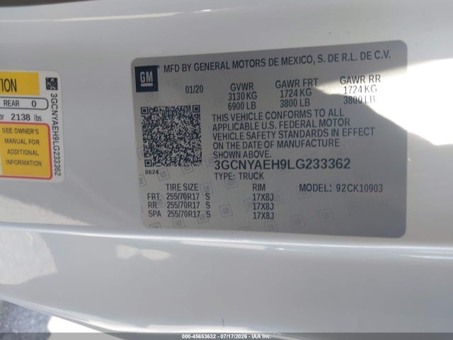صورة 9 لـ 2020 Chevrolet SILVERADO 1500 4WD LONG BED WT