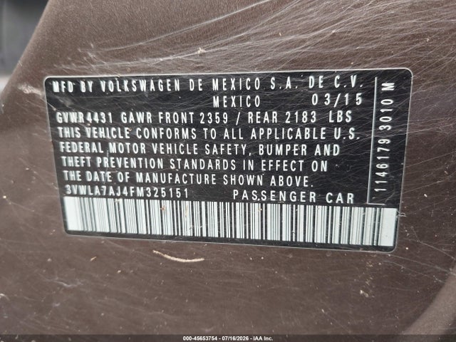 2015 Volkswagen JETTA 2.0L TDI S 照片 9