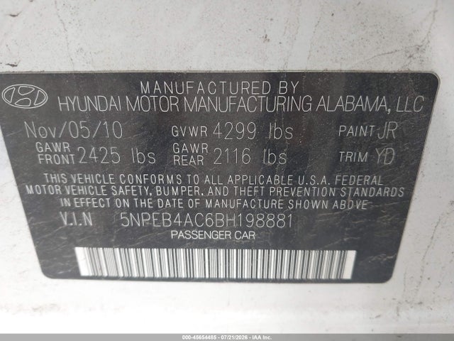 2011 Hyundai SONATA GLS 照片 9