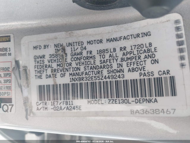2005 Toyota COROLLA LE 照片 9