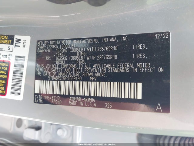 2023 TOYOTA HIGHLANDER HYBRID XLE BRONZE 9