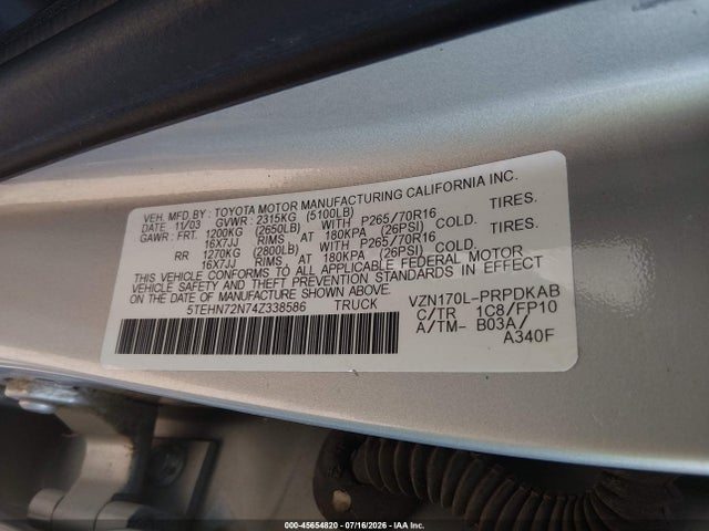 2004 Toyota TACOMA BASE V6 photo 9