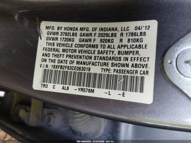 صورة 9 لـ 2012 Honda CIVIC EX