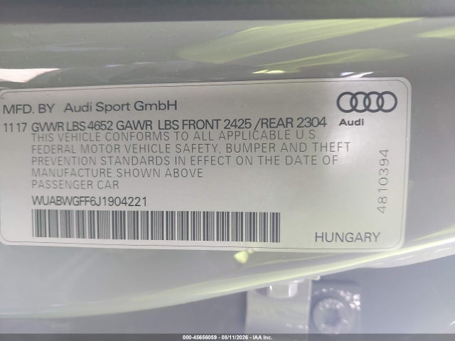 2018 AUDI RS 3 2.5T 照片 9