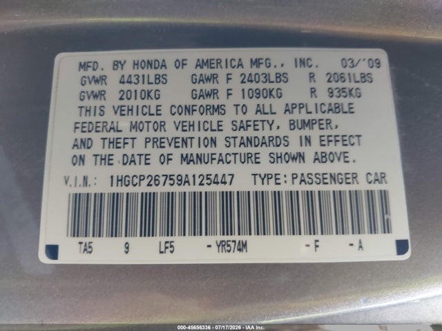 صورة 9 لـ 2009 Honda ACCORD 2.4 EX