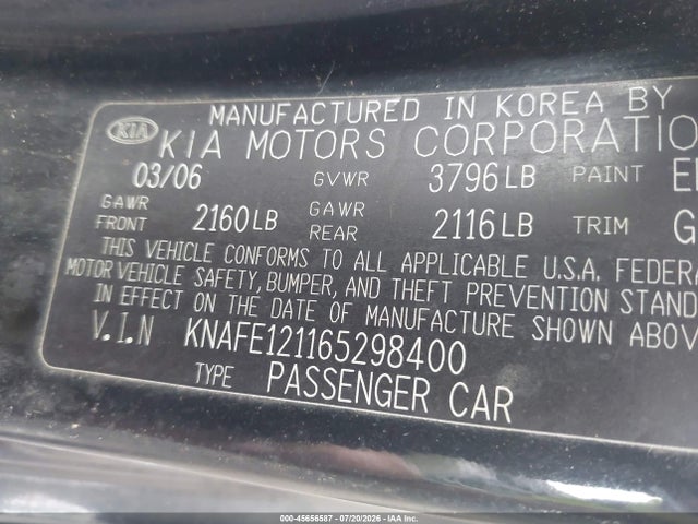 2006 KIA SPECTRA EX/LX/SX 照片 9
