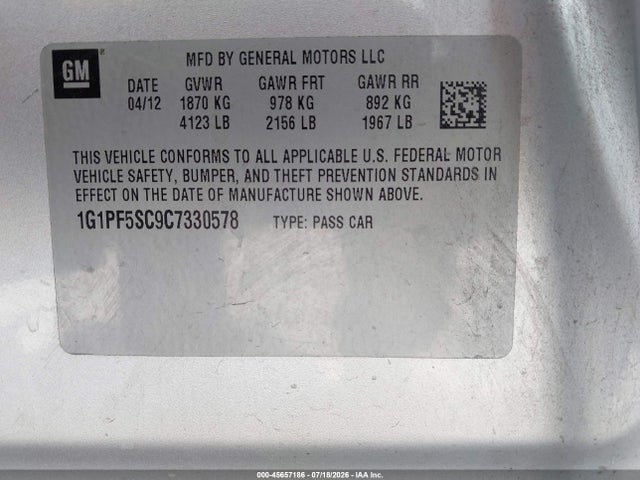2012 Chevrolet CRUZE 1LT 照片 9