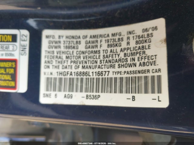 2006 Honda CIVIC EX 照片 9