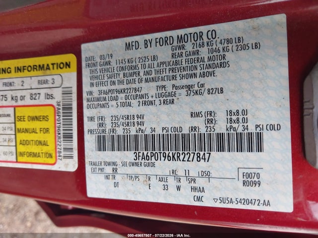 صورة 9 لـ 2019 FORD FUSION SE