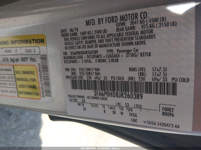 2018 FORD FUSION SE — фото 9