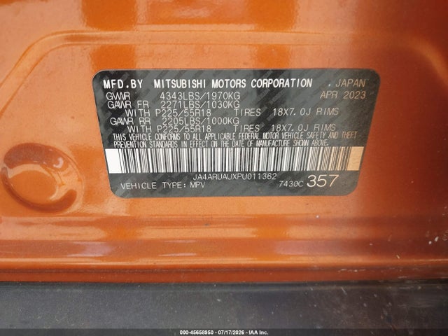 2023 MITSUBISHI OUTLANDER SPORT 2.0 ES AWC/2.0 LE AWC/2.0 RALLIART AWC/2.0 S AWC/2.0 SE AWC 9