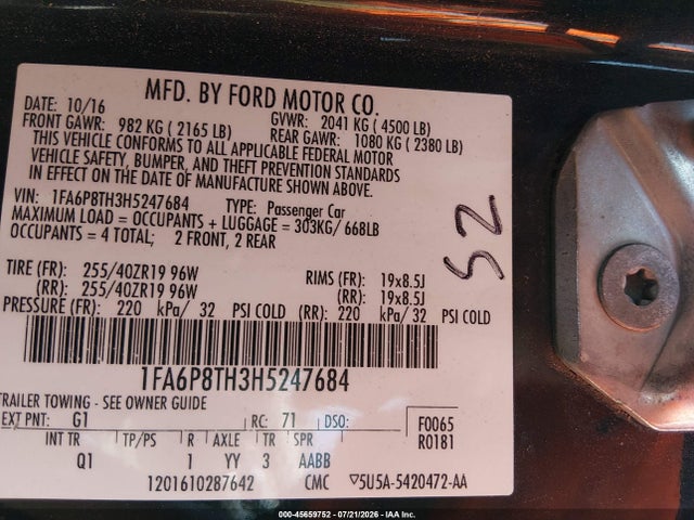 2017 FORD MUSTANG ECOBOOST 9