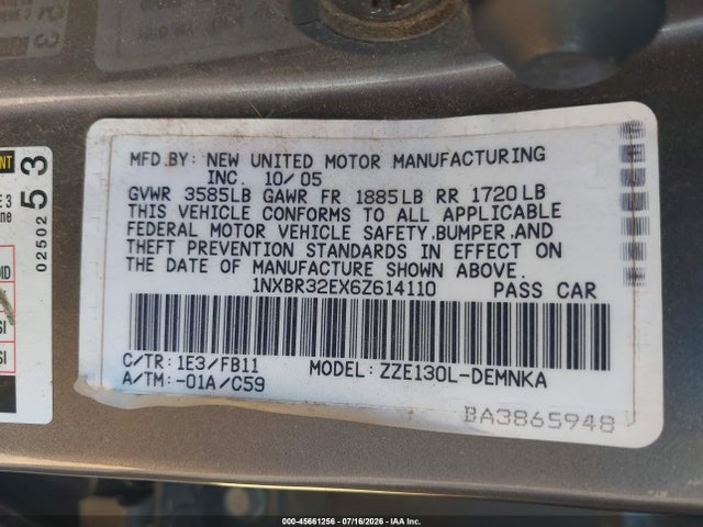 2006 Toyota COROLLA LE photo 9