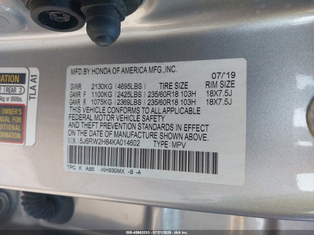 2019 HONDA CR-V EX-L 9