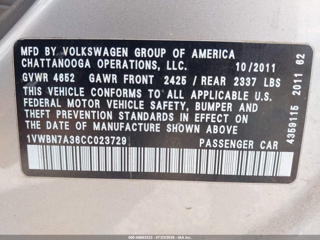 2012 Volkswagen PASSAT 2.0L TDI SE — фото 9