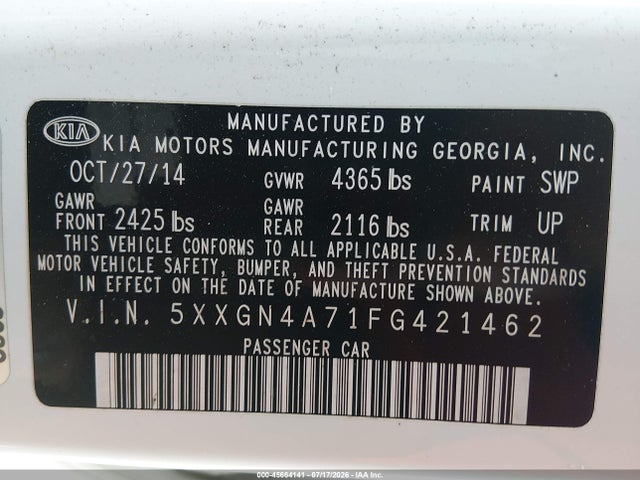 2015 KIA OPTIMA EX 照片 9