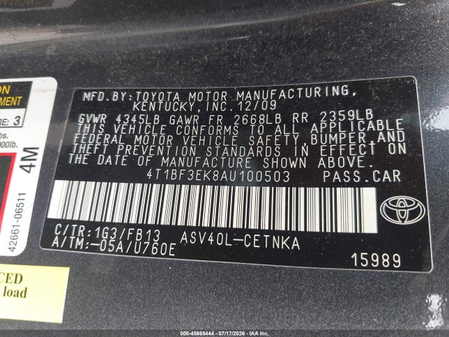 2010 Toyota CAMRY LE 照片 9
