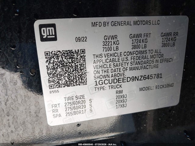 2022 CHEVROLET SILVERADO 1500 4WD SHORT BED RST 9