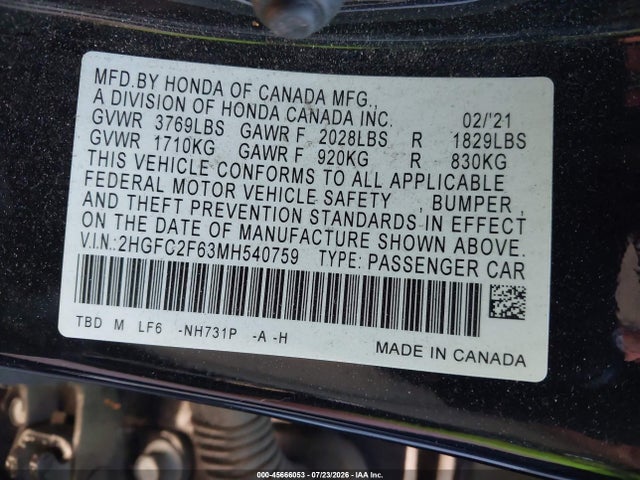 2021 HONDA CIVIC LX 9