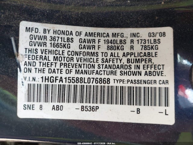 2008 Honda CIVIC LX 照片 9