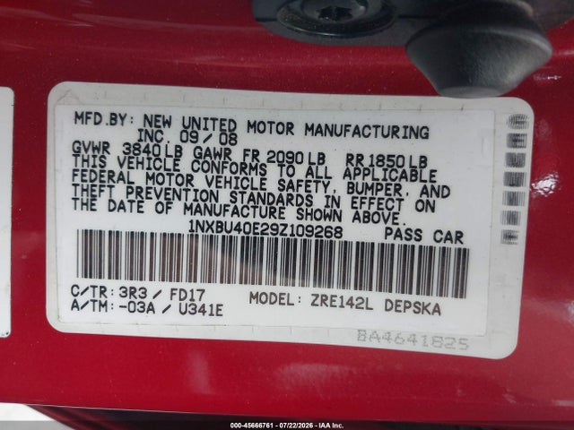 2009 Toyota COROLLA S 照片 9