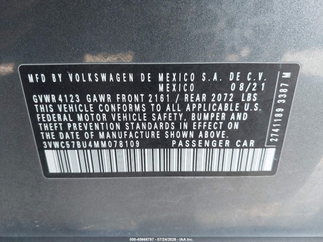 2021 VOLKSWAGEN JETTA 1.4T R-LINE/1.4T SE/S 9