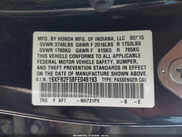 صورة 9 لـ 2015 Honda CIVIC LX