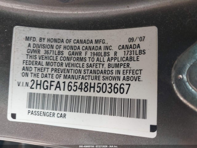 صورة 9 لـ 2008 Honda CIVIC LX