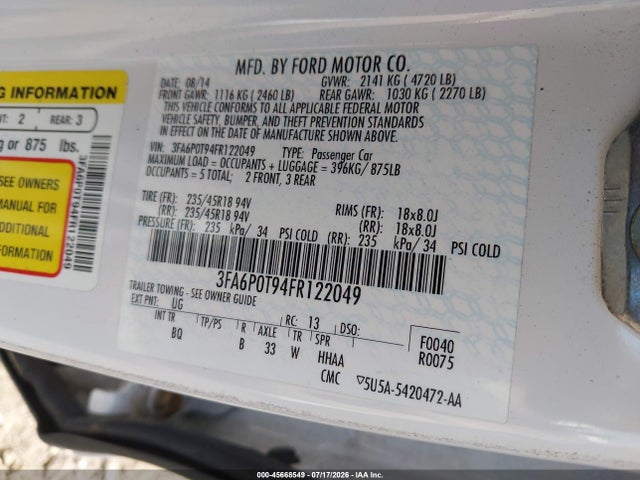 2015 FORD FUSION SE — фото 9