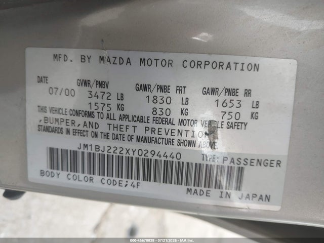 2000 Mazda PROTEGE DX/LX 照片 9
