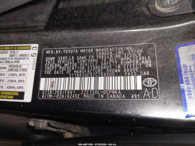 2007 Toyota COROLLA LE 照片 9