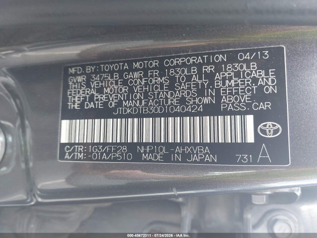 2013 Toyota PRIUS C TWO 照片 9